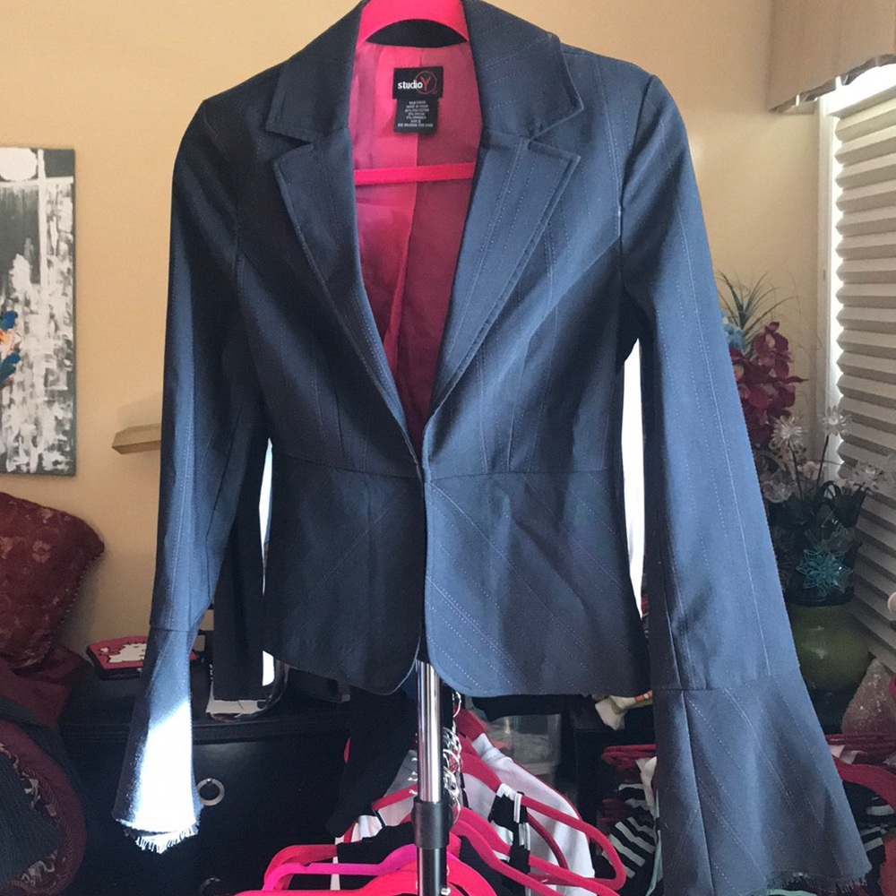 Black and hot pink blazer